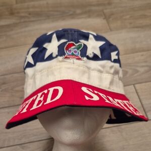 GLOBAL CAPS Red White Blue USA Theme Cotton Twill Mens Bucket‎ Hat 90s VTG